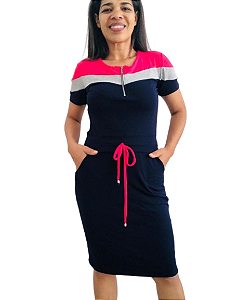 Vestido Midi com Ajuste na Cintura e Bolso Funcional