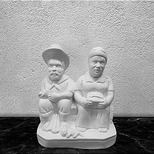 Imagem Casal de Preto Velhos 15cm Gesso Cru
