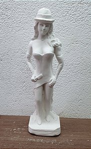 Imagem Malandra Maria Navalha de Vestido 23cm Gesso Cru