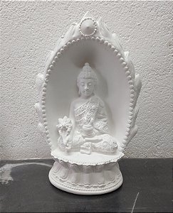 Buda na Concha 18cm Gesso Cru