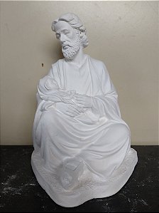 Imagem São José Sentado 20cm Gesso Cru