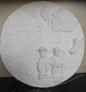 Mandala Casal Preto Velhos Diametro 35cm Gesso Cru