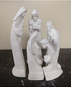 Presépio de Encaixe 5 Peças 20cm Gesso Cru