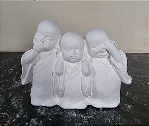 Imagem Trio Monges Sábios 16cm Gesso Cru
