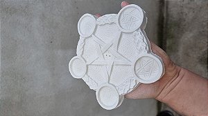 Incensário e Porta Vela Pentagrama Gesso Cru
