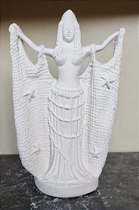 Imagem Orixá  Iemanjá na Rede 33cm Gesso Cru