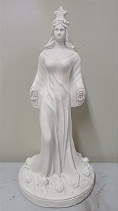 Imagem Orixá Iemanjá Base Redonda 30cm Gesso Cru