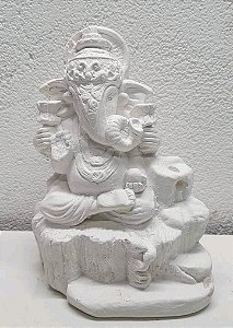 Incensário Cascata Ganesha 15cm Gesso Cru