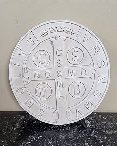 Medalha de São Bento 20cm Diâmetro Gesso Cru
