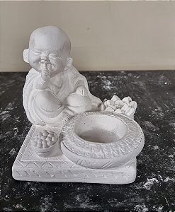 Incensário e Porta Vela Rechaud Buda Gesso Cru