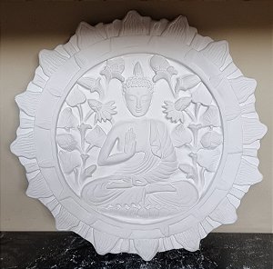 Mandala Buda 40cm Diâmetro Gesso Cru