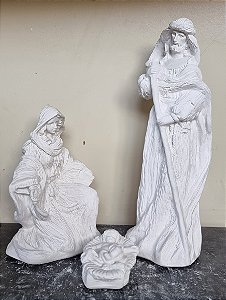 Presépio 3 Peças Riscado 33cm Gesso Cru
