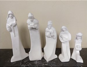Kit 10 Presépios de Encaixe 5 Peças 20cm Gesso Cru