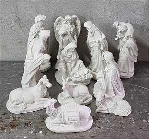 Presépio 12 Peças Gesso Cru