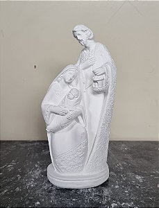 Imagem Sagrada Familia 18cm Gesso Cru