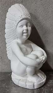 Imagem Índio Criança 27cm Gesso Cru
