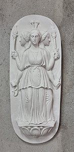Placa de Parede Deusa Triplice 30cm Gesso Cru