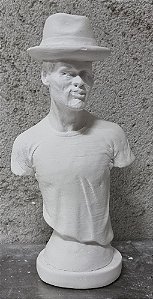 Busto Zé Pilintra com Chapeu 20cm Gesso Cru