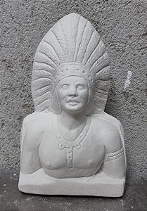 Busto Indio Pena Branca 16x10cm Gesso Cru