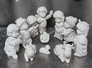 Presépio Baby 12 Peças Gesso Cru