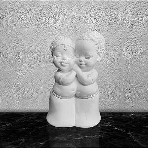 Imagem Casal Ere Africano 17cm Gesso Cru