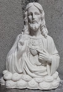 Busto Sagrado Coração de Jesus 20cm Gesso Cru