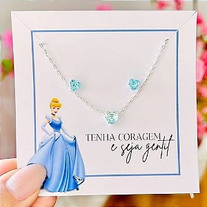 ✨ Conjunto Infantil Cinderela – Coração Encantado Banhado na Prata 925 ✨