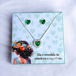 Conjunto Colar e Brinco Coração Feminino | Coleção Revestida