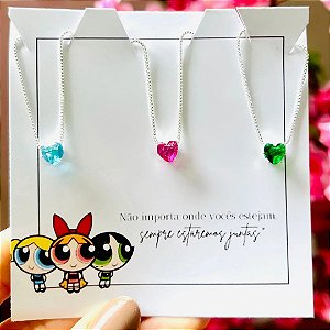 Kit 3 Colares Meninas Super Poderosas | Banhado Prata 925