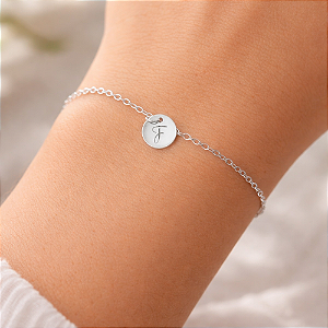 Pulseira Inicial Letra F Personalizada Banhada a Prata 925