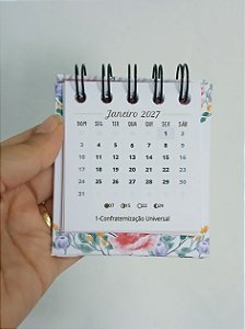 Mini Calendário de Mesa 2027 8,5x7,5cm | Frases cristãs
