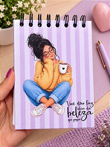 Bloquinho A6 Meninas 50 Folhas Wire-O Capa Laminada BOPP Brilho