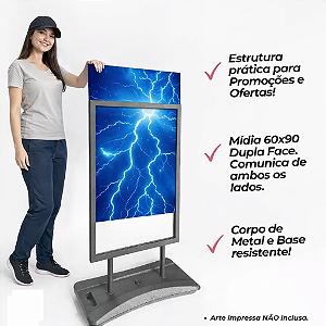 Totem Promocional Portátil Expositor 120x70 Display Preto