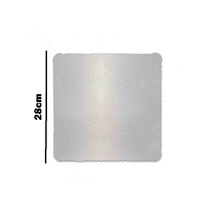 Prato p/ Bolo Cakeboard Quadrado 28cm Prata - UltraFest