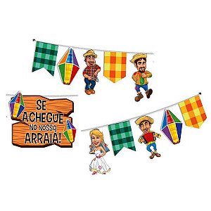 Faixa Boas Vindas Arraiá p/ Festa Junina 11 peças/ Papelão