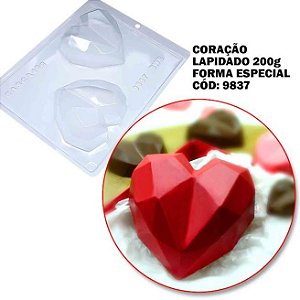 Forma Coração Lapidado Silicone Especial 200g Cód 9837/BWB