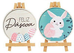 Kit Mini Cavaletes Feliz Páscoa 10,5x14,5cm Cód. PC0019/MDF