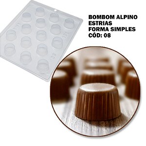 Forma Bombom Alpino Estrias Simples 12g Cód 08  BWB