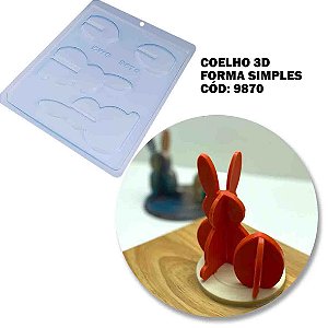 Forma Coelho 3D Simples Cód 9870 BWB