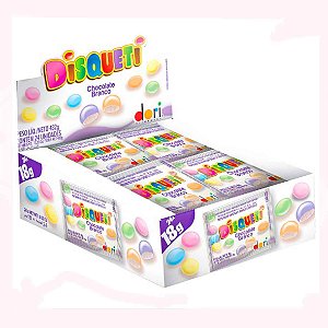 Disqueti Chocolate Branco Caixa com 24 un de 18g - Dori