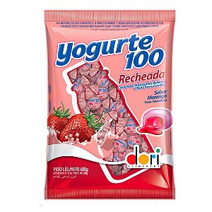 Bala Mastigável Yogurte100 Morango Recheada 600g - Dori