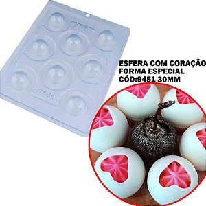 Forma Especial c/ Silicone Esfera com Coração Cód 9451 -BWB