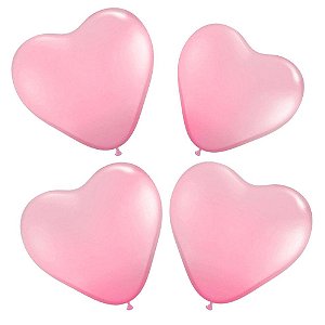 Balões Bexigas Coração Rosa Tamanho 6 Polegadas - Happy Day