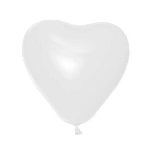 Balão Bexiga Coração Tam. 11 Branco c/ 12 Unid - Happy Day