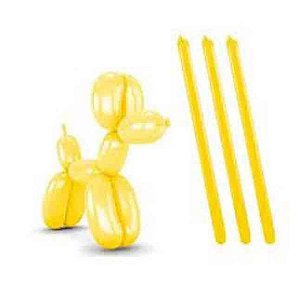 Balão Bexiga Palito com 30 Unidades Amarelo- Happy Day