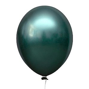 Balão Bexiga Metalizado 9" Verde Oceano c/ 25 Un - Happy Day