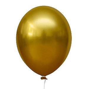 Balão Bexiga Metalizado 5'' Amarelo Mostarda 25 Un-Happy Day