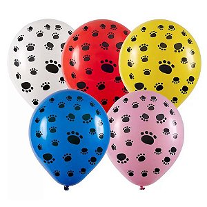 Balão Bexiga Estampado Patinhas De Cachorro 25 un-Happy Day