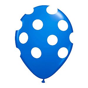 Balão Bexiga Azul c Bolinhas Brancas 11 Pol 25 un-Happy Day