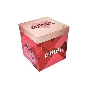 Caixa Cubo Estampada Vermelha "Amor" Ref:MM133 - JR